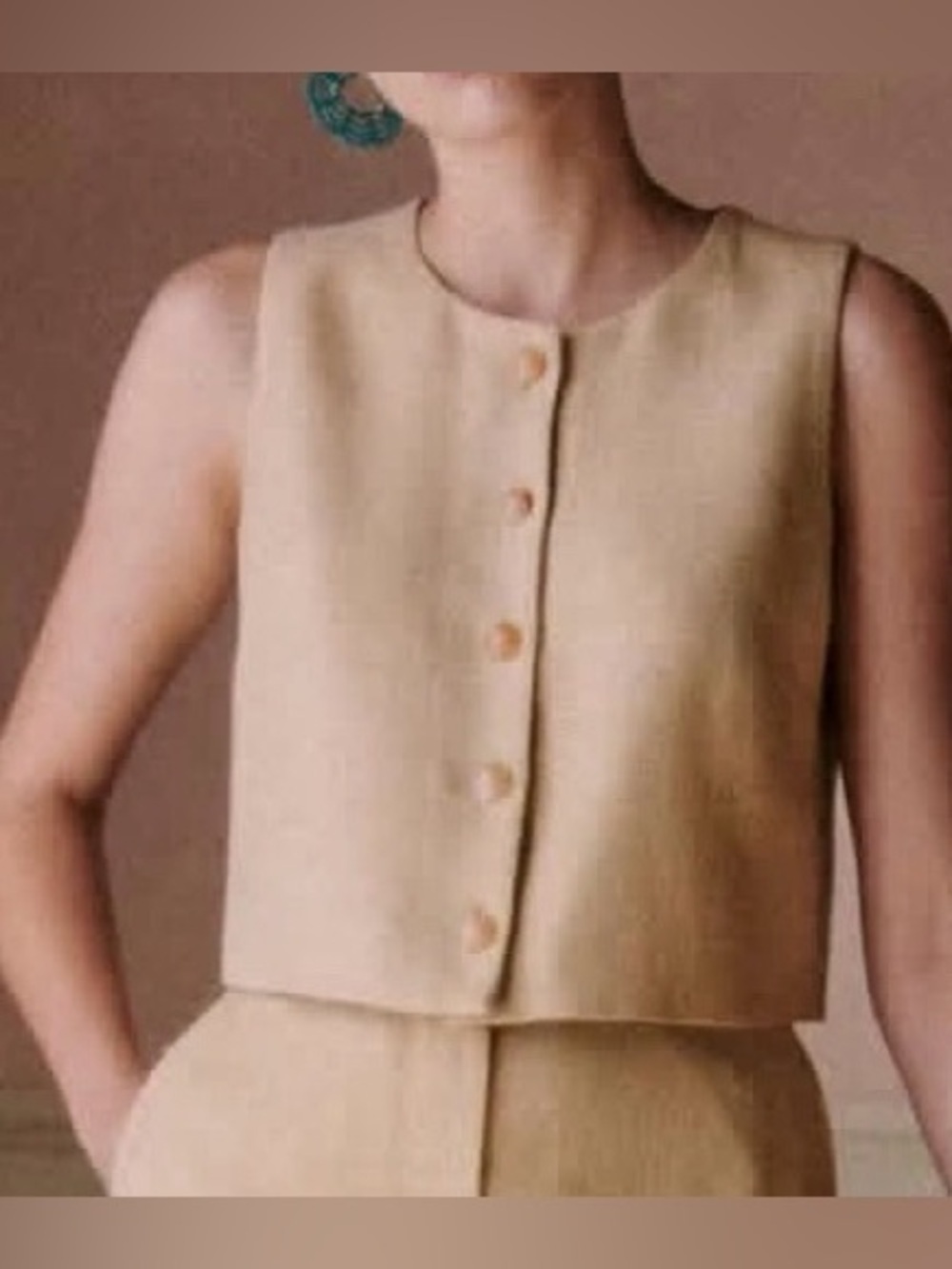 Sezane Altea Vest Blouse Light Beige Size XS/2